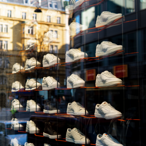 sneakers in a shop window